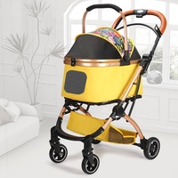 Poussette pliable légère et imperméable pour chiot, petite taille, cadre en acier carbone, chariot pour animaux de compagnie pour chien et chat, design durable à 4 roues