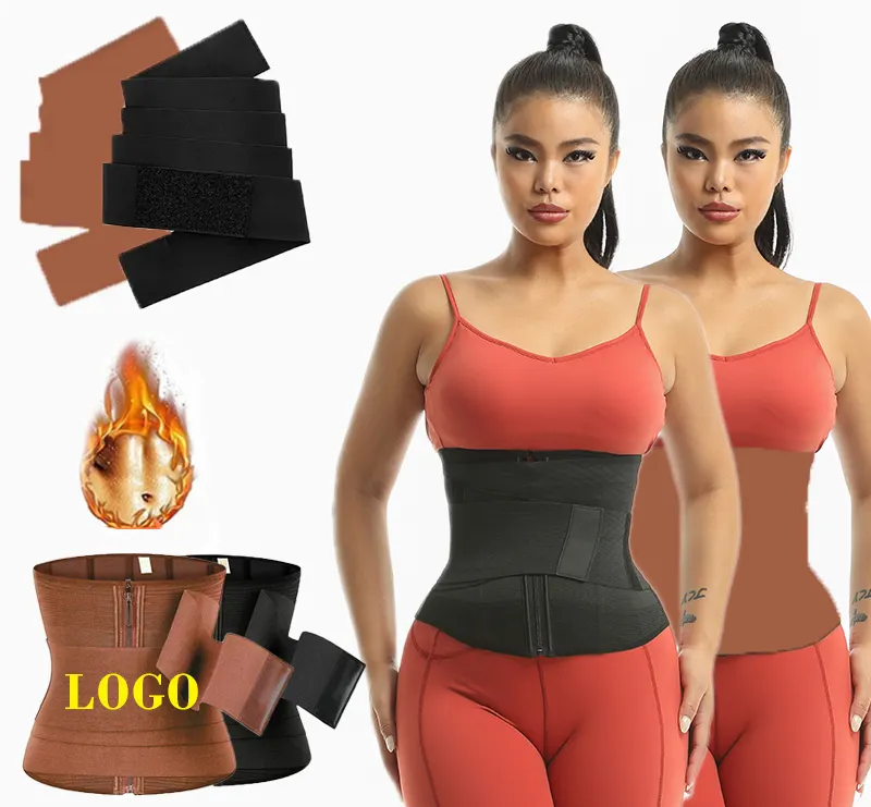 Women Slimming Workout Zip Belly Stomach Belt High Compression Waist Trainer Corset Plus Size Tummy Wrap Belt Shapers