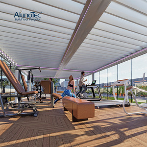 Pergola Motorizzata AlunoTec <span class=keywords><strong>in</strong></span> Alluminio da Esterno Sistema di Ombreggiatura Automatico per Esterni Copertura per Ristoranti Tetto a Lamelle Orientabili con Luce - Product Image 5
