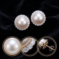 Boucles d'oreilles élégantes pour femmes, avec une seule grosse perle fixée, boucles d'oreilles classiques rondes en perle, bijoux de mariage et de fiançailles, livraison rapide