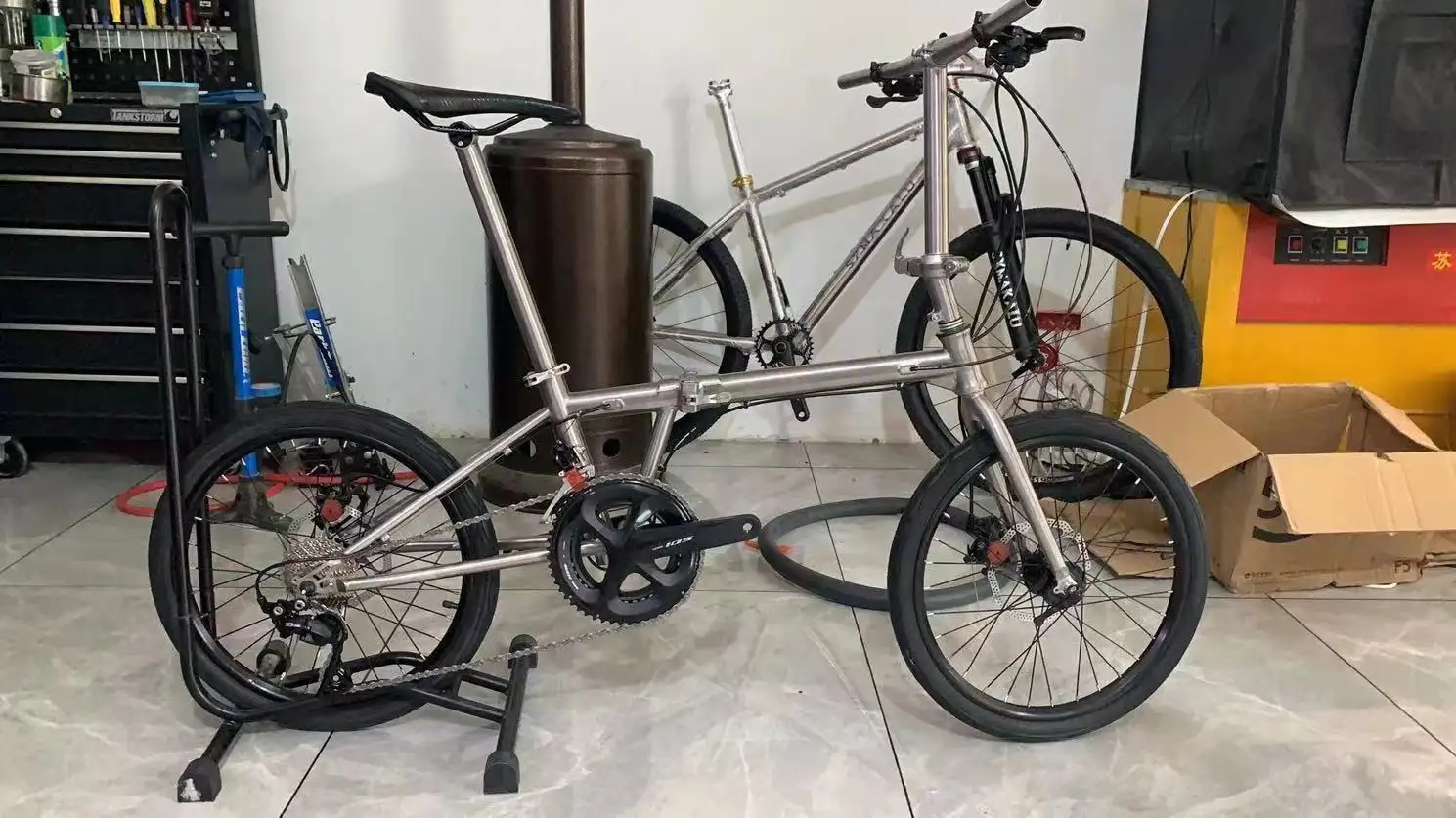 Quadro de bicicleta de titânio personalizado, garfo, haste