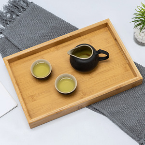 Plateau rectangulaire en bambou Wu Youju 33x22x3,5 cm, plat, avec deux poignées, pour la maison et l'hôtellerie - Product Image 5