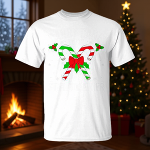 Candy Cane Crew We Stick Together T-shirt de Noël assorti pour couples en tissu mélangé - Product Image 3