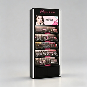 Makeup Store Retail Display Cabinet Wooden with LED Lights <b>Drawers</b> & Free Design Service for New Brands Stand - Product Image 1