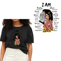 Dropshipping नई लोहे पर गर्मी हस्तांतरण मुद्रण स्टिकर एफ्रो अफ्रीका मेलेनिन महिलाओं लड़की काले रानी के लिए टी शर्ट Hoodies