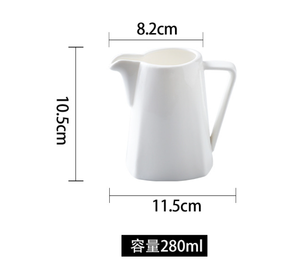 Pichet à crème en porcelaine fine de haute qualité, classique et écologique, 350 ml, avec bec verseur, poignée et sans couvercle, pour la distribution de sauces en hôtel - Product Image 6