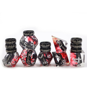 Set di Dadi Poliedrici Trasparenti con Bordi Affilati, Stile Il <span class=keywords><strong>Signore</strong></span> <span class=keywords><strong>degli</strong></span> <span class=keywords><strong>Anelli</strong></span>, 7 Pezzi, Set di Dadi per <span class=keywords><strong>Giochi</strong></span> DND con Numeri Bianchi - Product Image 4