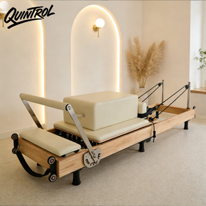 Reformer Pilates Kayu Oak Profesional Tahan Lama, Dapat Dilipat, Dapat Disesuaikan, Portabel untuk di Rumah, Alat Peregangan - Product Image 1