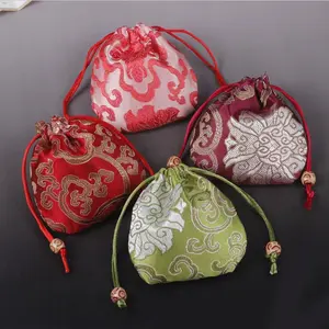 FORTE Handmade Custom Jewelry Silk Purse Pouch Gift Bags Chinese Brocade Drawstring Jewelry Pouch Bags With Multiple Colors