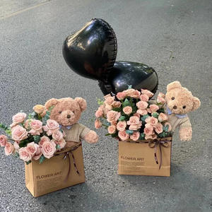 Ours en peluche en <span class=keywords><strong>chemise</strong></span> à <span class=keywords><strong>carreaux</strong></span> et <span class=keywords><strong>pull</strong></span> en tricot-Cadeau décoratif rustique - Product Image 3