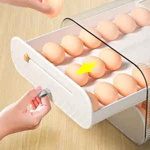 BPA-free Space-saving Durable Stackable Clear Ventilated Plastic Egg Storage Drawer-Type Organizers