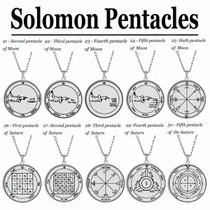 Collier Jupiter, sceau de Salomon, pentacles de Jupiter, Mars, Mercure, Lune, Saturne, Soleil, Vénus, talisman, pendentif, collier en acier inoxydable - Product Image 3