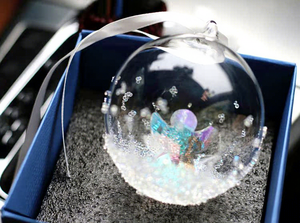 Ornement de voiture boule de cristal K9, pendentif rond en cristal avec motif dessin animé pour décoration de rétroviseur, édition Noël, tendance mode - Product Image 2