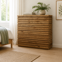 Commode de rangement à 5 tiroirs en chêne massif gravé, design unique, luxe, fait main, moderne, pour chambre haut de gamme