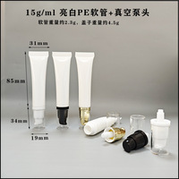Flacon vide en plastique de 10 ml, 15 ml, 20 ml, 30 g, pour soins de la peau, cosmétiques liquides, avec tête de pompe, tube de distribution à pression