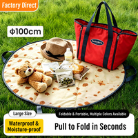 Sac de pique-nique imperméable en tissu Oxford 2-en-1 pour le camping en plein air 100x100cm en tissu Oxford