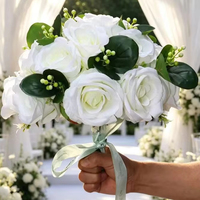 Buket Mawar Sutra Tuoji Real Touch - Simulasi Tinggi Gaya Modern untuk Natal, Pernikahan, Hari Valentine, Paskah, Dekorasi Rumah, Hotel