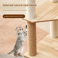 Arbre à chat moderne en bois naturel à 4 niveaux avec escalier en spirale et poteau à gratter en sisal, structure de jeu stable pour chatons en intérieur