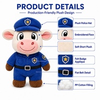Peluche personnalisée Vache en uniforme avec lunettes Fabricant OEM de jouets en peluche Spécialisé dans la conception de personnages originaux