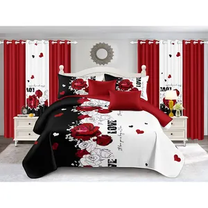 Cheap Custom Bedding Sets with Matching Curtains Luxury Wedding Curtain Bedding Set