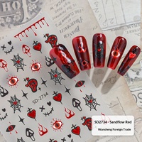 Autocollants pour ongles d'Halloween, style vintage argenté en relief, formes de crânes d'araignées, design européen-américain