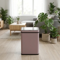 Poubelle automatique rose 50L avec filtre anti-odeurs et couvercle, poubelle pliable sans contact à capteur 13 gallons