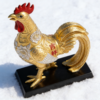 Figurine en résine de coq doré, statue de poulet porte-bonheur, ornement de décoration Feng Shui pour la maison, porte-bonheur et décoration de table
