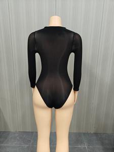 Viviblook Z0208BS Combinaison sexy pour femmes à manches longues très élastiques, combinaison transparente sexy - Product Image 5
