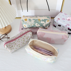 Estojo de Lápis DOMIKEE Fresh Simple com Laço em Relevo, Bolsa de Papelaria com Zíper, Grande Capacidade Interna para Estudantes - Product Image 1