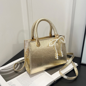 Bolso de mano informal de PU para mujer, gran capacidad, cierre de cremallera cuadrado, estilo moderno de poliéster para mujer - Product Image 5