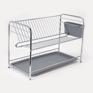 Neues Design Einfache verchromte Platte 2 Tier Küchen geschirr regal mit Tablett und Besteck becher Utensil Organizer Halter - Product Image 3