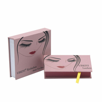 Boîte à cils en carton de qualité supérieure, boîte à cils personnalisée, boîte d'emballage de type livre, boîte d'emballage cosmétique avec fenêtre transparente