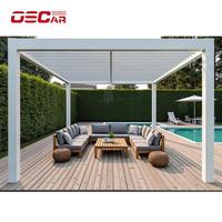 Système de toit à persiennes étanches motorisées Patio Jardin Balcon Bio Climatique Pergola étanche à la pluie Pergola à auvent en aluminium