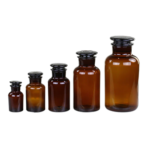 Bocaux d'apothicaire en verre ambré et violet foncé 250 ml, flacons de laboratoire en verre avec couvercles - Product Image 1