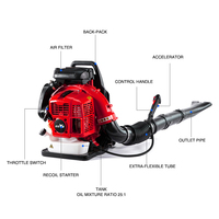 Grande puissance 75.6cc professionnel essence 2 temps sac à dos souffleur de neige souffleur de feuilles de jardin pour feuille de neige