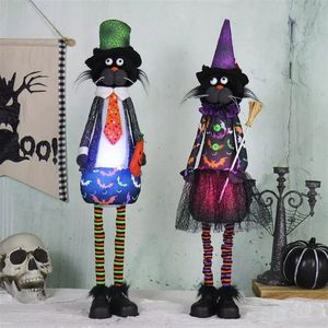 Adorable LED Halloween Cat Ornaments Soft Festive Plush Doll Gift with Colorful Flashing Lights - Product Image 1