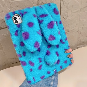 Étui pour <span class=keywords><strong>tablette</strong></span> en peluche douce à oreilles longues de lapin 3D mignon, motif léopard, avec emplacement pour stylo, pour iPad <span class=keywords><strong>10</strong></span> 2022, <span class=keywords><strong>housse</strong></span> en fourrure de lapin pour iPad 11 A16 2025 - Product Image 1