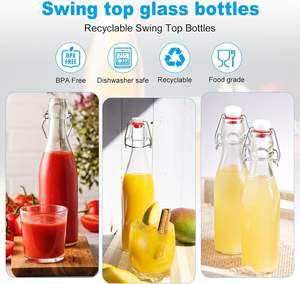 Bouteilles en verre en gros 250ml 500ml 750ml 1000ml 1L – Bouteilles en verre transparentes vides pour Kombucha avec bouchon à bascule - Product Image 4