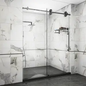 Seawin Single Sliding Shower Door Hotel Bathroom Shower Enclosure Freestanding Frameless Shower Room