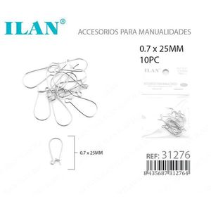 Ganci per orecchini Ilan 0,7x25 mm, componenti per gioielli placcati argento, 10 pezzi - Product Image 3