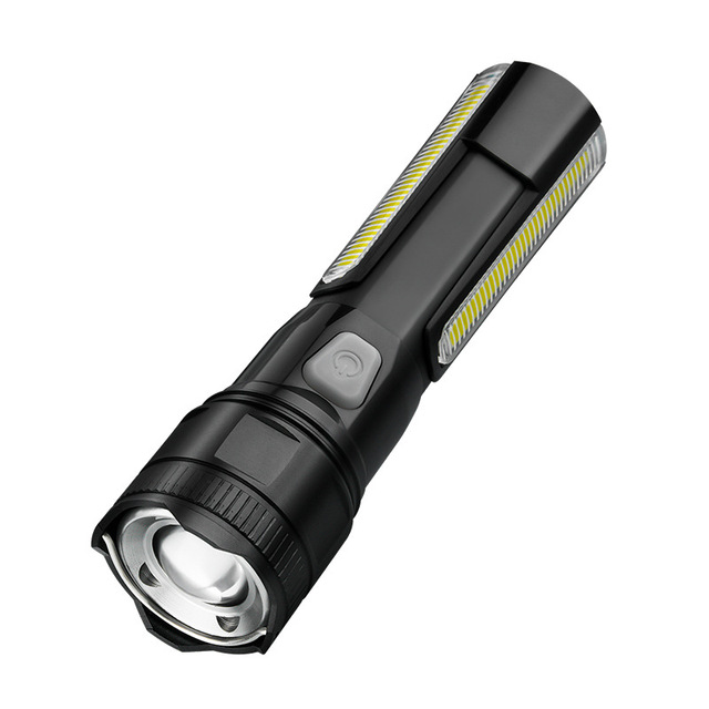 New Zoomable High-Brightness Long-Range White LED Flashlight for Camping & Outdoor Use Portable Multi-Functional Strong Light
