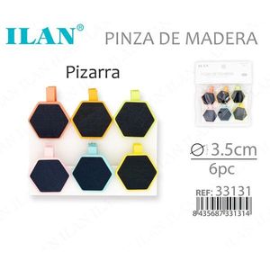 Épingles à linge en bois Ilan avec tableau noir, hexagonales de 3,5 cm, lot de 6 pour notes et organisation - Product Image 3