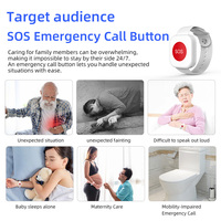 LDA Nouveau système d'alarme d'urgence RF433MHz Montre sans fil Style SOS Boutons de panique pour les patients âgés
