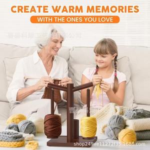 Soporte de madera para hilo con base giratoria, enrollador de seis hebras, soporte para teléfono, almacenamiento para artículos de manualidades, uso en escritorio - Product Image 2