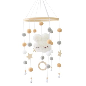 Décor de lit de bébé <span class=keywords><strong>mobile</strong></span> 3D avec boules de feutre pour décoration de lit de chambre d'enfant, cadeau de cloche suspendue - Product Image 1