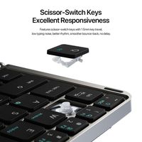 Nuevo Teclado Inalámbrico BT Plegable Portátil con Interruptores de Tijera, Triple Touchpad, Soporte Desmontable, Ultra Delgado, Recargable Tipo-C, ABS