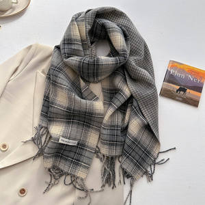 53x204cm秋冬新品イミテーションカシミアビンテージチェック柄通気性ロングスカーフレディース厚手暖かいパシュミナ - Product Image 5