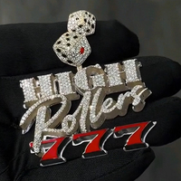 Pendentif Personnalisé en Argent 925 avec Design 3D, Breloque Fine, Bijou de Rappeur, Diamant Moissanite, Lettre Nom Personnalisée – Grande Vente