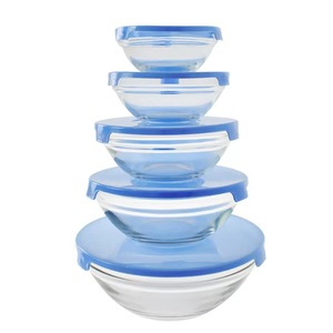 Wholesale 808 Eco Friendly Lead-free Transparent Round Freshness <strong>Microwave</strong> <strong>Oven</strong> Available Glass <strong>Bowls</strong> 5pcs <strong>Set</strong> With Sealing Lid - Product Image 3