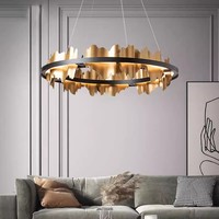 Anneau LED de luxe moderne nouveau lustre décoratif en or noir blanc chaud 4000K 3000K E26 pour salon chambre restaurant hôtel